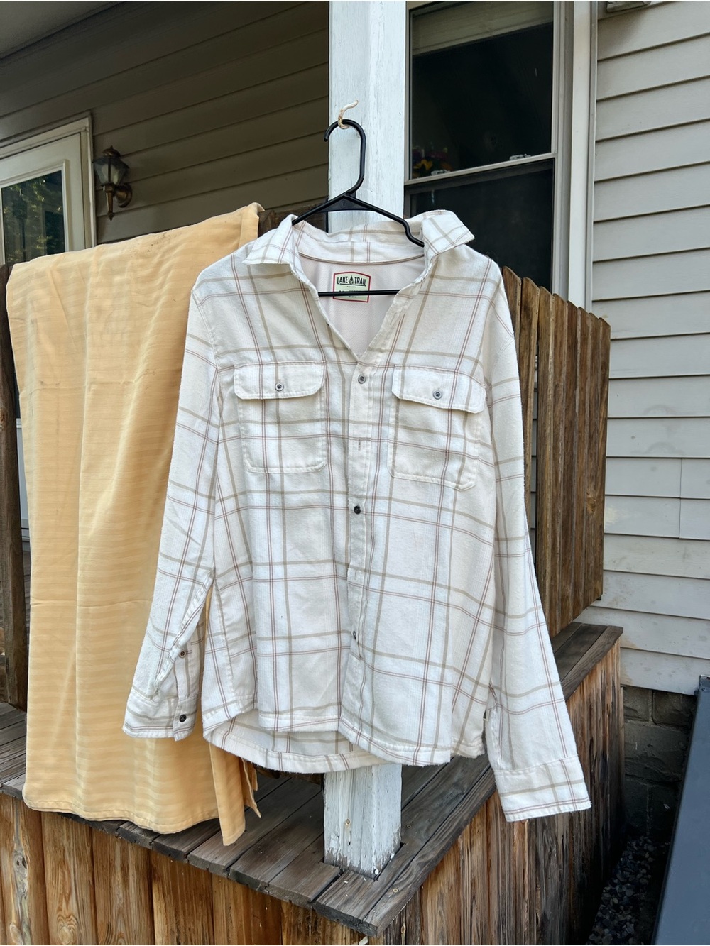 Light Cream Plaid Button-Down Shirt Jacket